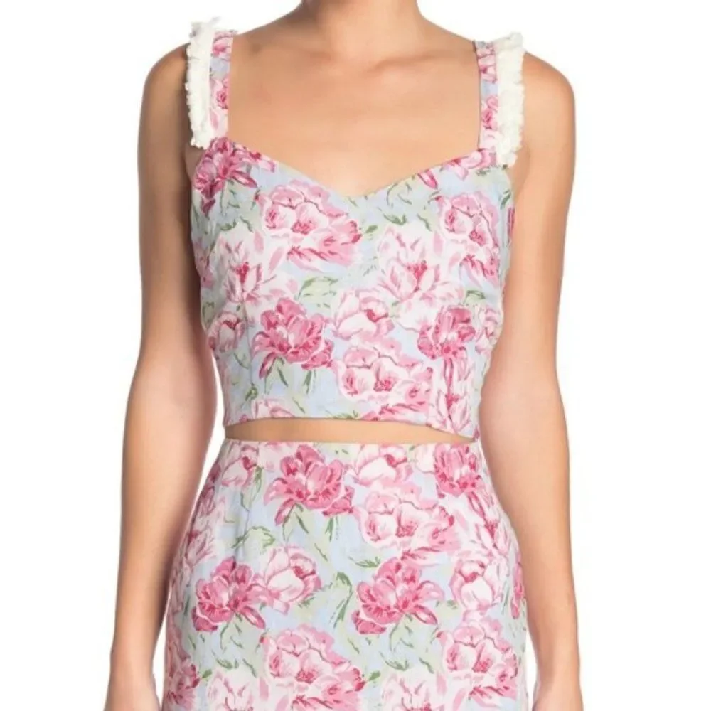 WAYF Tamera Floral Linen Tank Crop Top Sz L NWT - Picture 5 of 13
